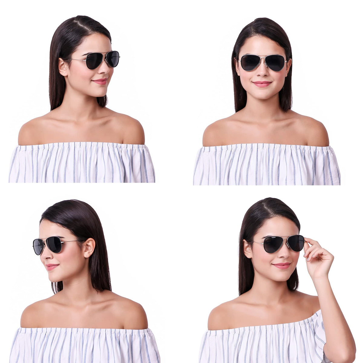 Stylish ROZIOR men and women aviator sunglasses with black frame and black UV400 lenses for casual and everyday fashion