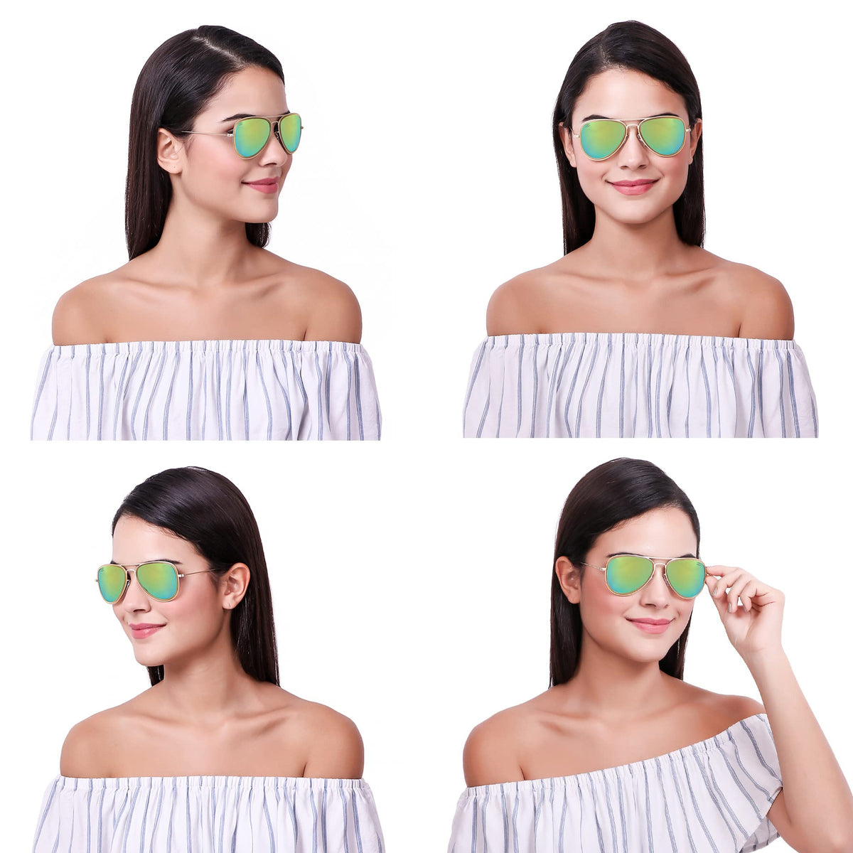 Stylish ROZIOR men and women aviator sunglasses with gold frame and gold UV400 lenses for casual and premium fashion looks