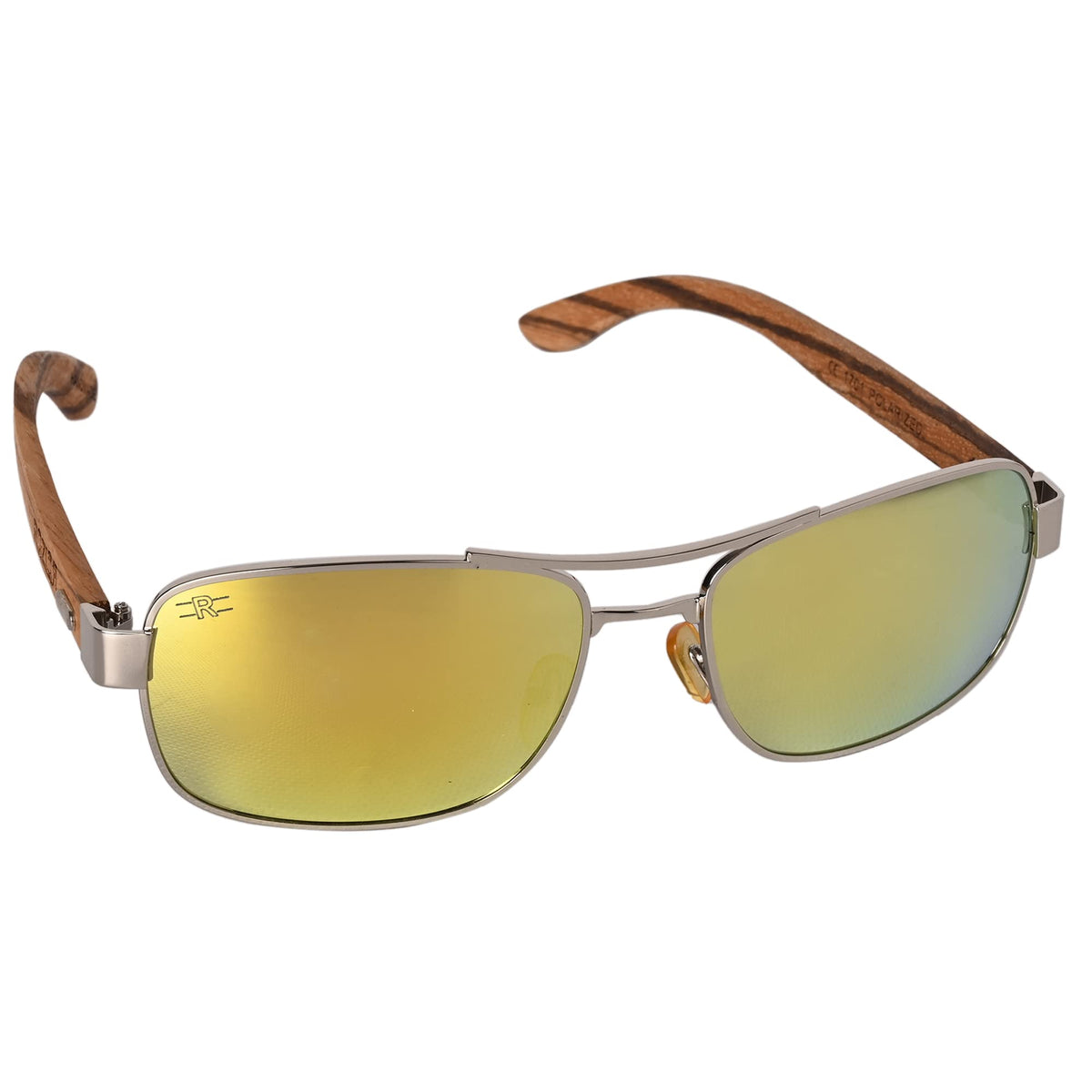ROZIOR fashionable polarized sunglasses featuring gold lenses lightweight silver metal frame for everyday wear