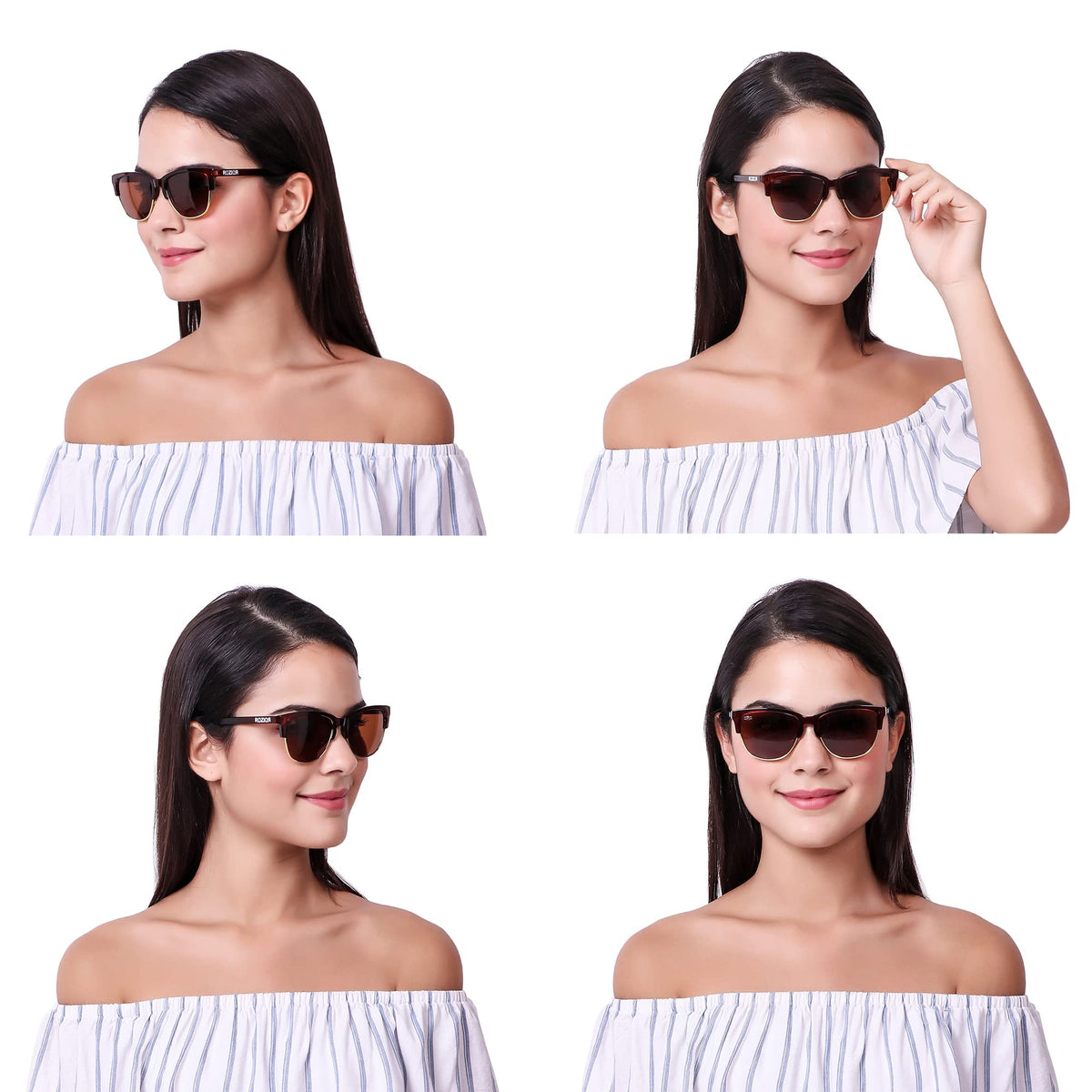 Stylish ROZIOR round sunglasses for men and women with brown lenses and brown frame
