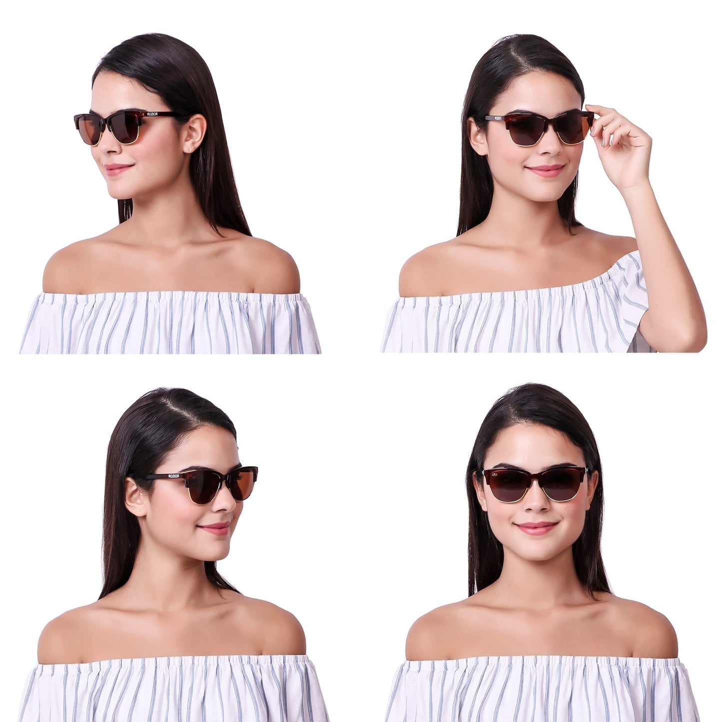 Stylish ROZIOR round sunglasses for men and women with brown lenses and brown frame