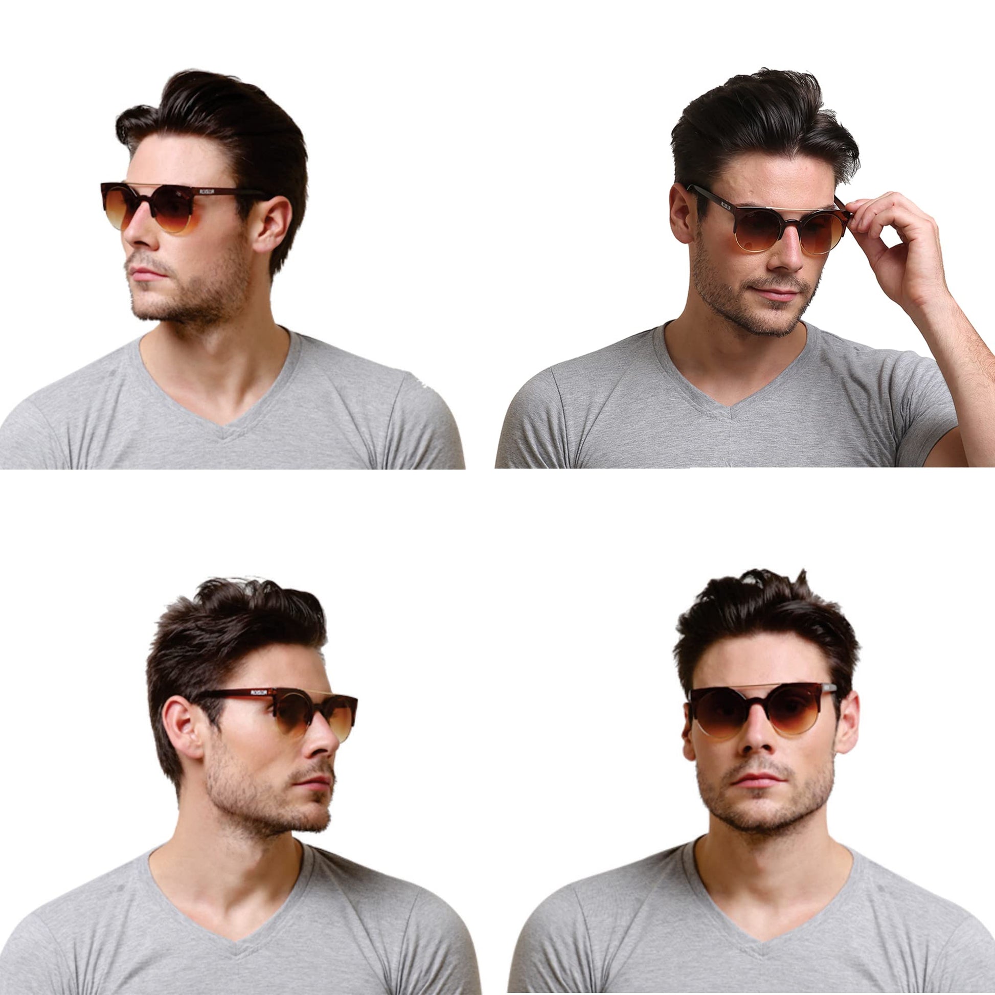 Stylish ROZIOR UV protection sunglasses for men and women with brown lenses and brown frame