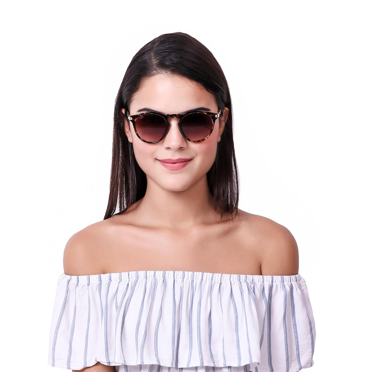 Stylish ROZIOR men and women sunglasses with tortoise frame and brown UV400 lenses for everyday fashion