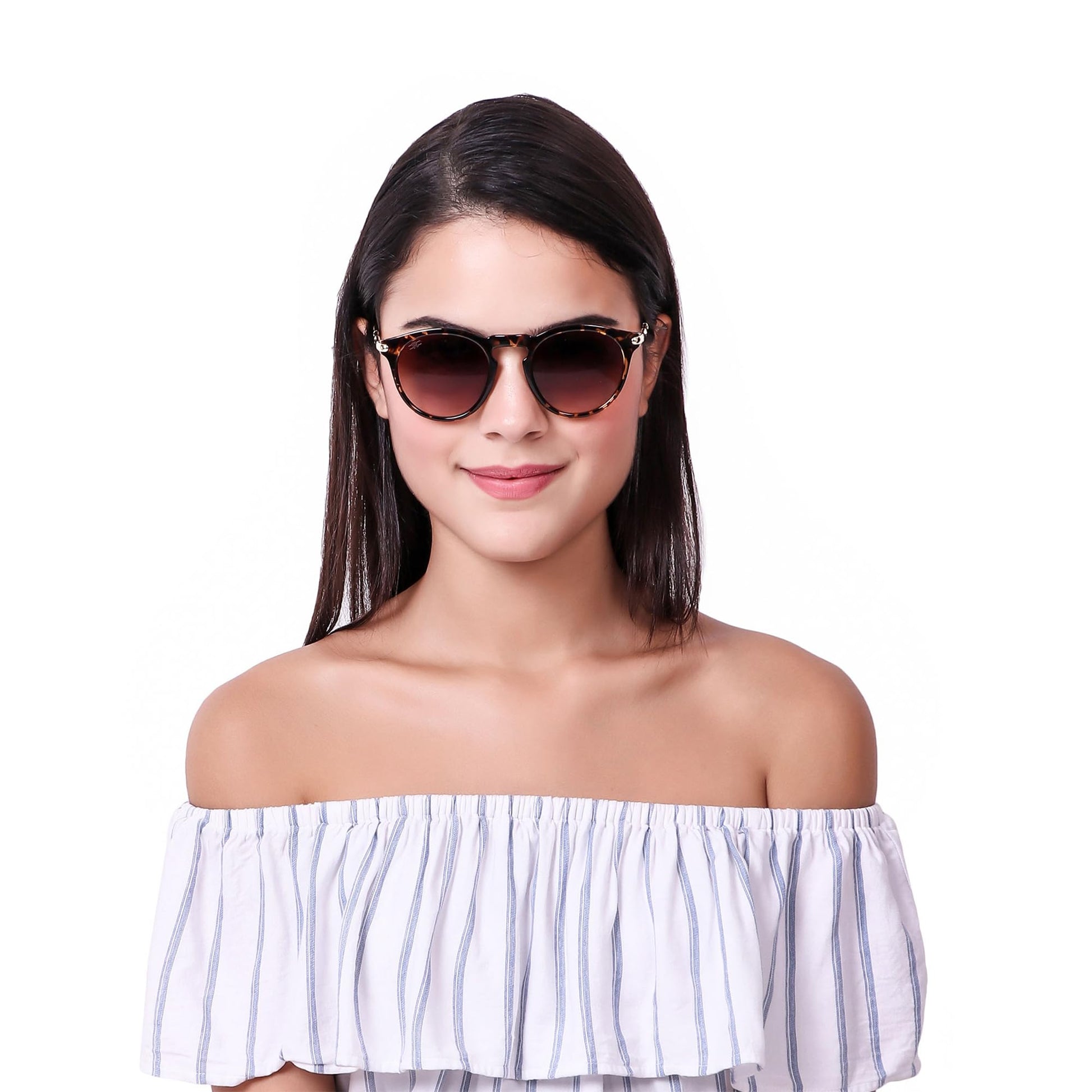 Stylish ROZIOR men and women sunglasses with tortoise frame and brown UV400 lenses for everyday fashion