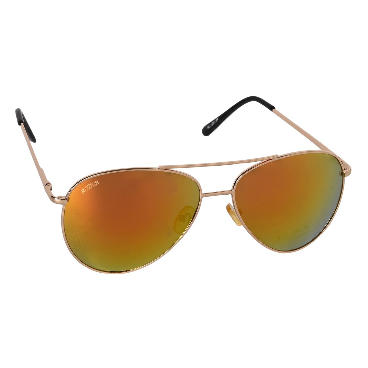 ROZIOR UV400 sunglasses with gold frame and gold lenses designed for driving, vacations, and outdoor activities