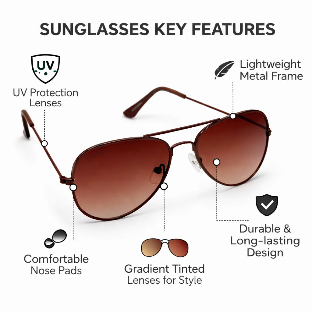ROZIOR aviator sunglasses for kids aged 4 to 12 years with stylish brown gradient lenses