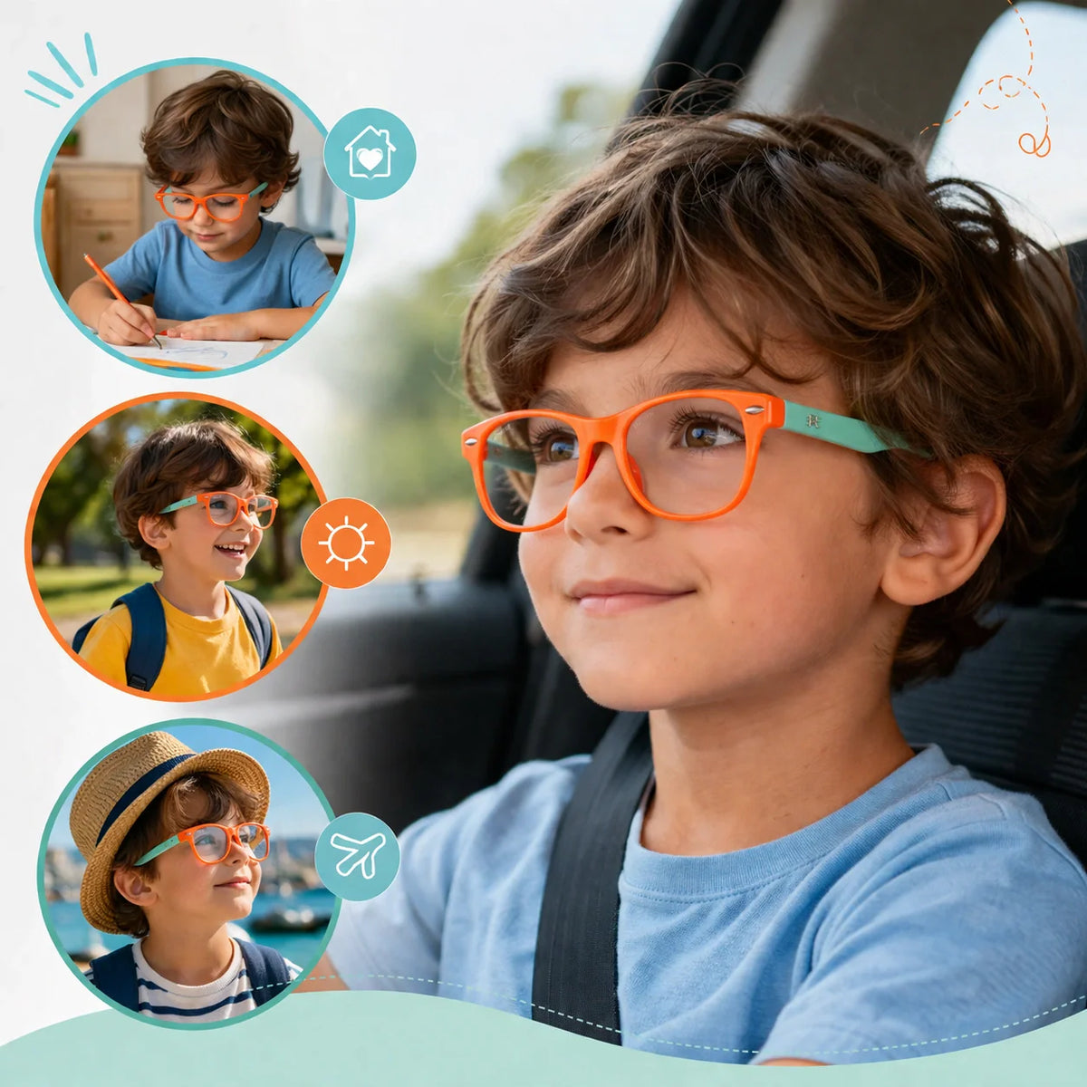 Premium design ROZIOR blue light blocking glasses for kids attending online classes and digital learning.