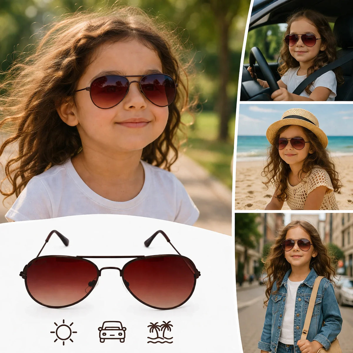 ROZIOR lightweight aviator sunglasses for kids ideal for outdoor activities, travel, and everyday use