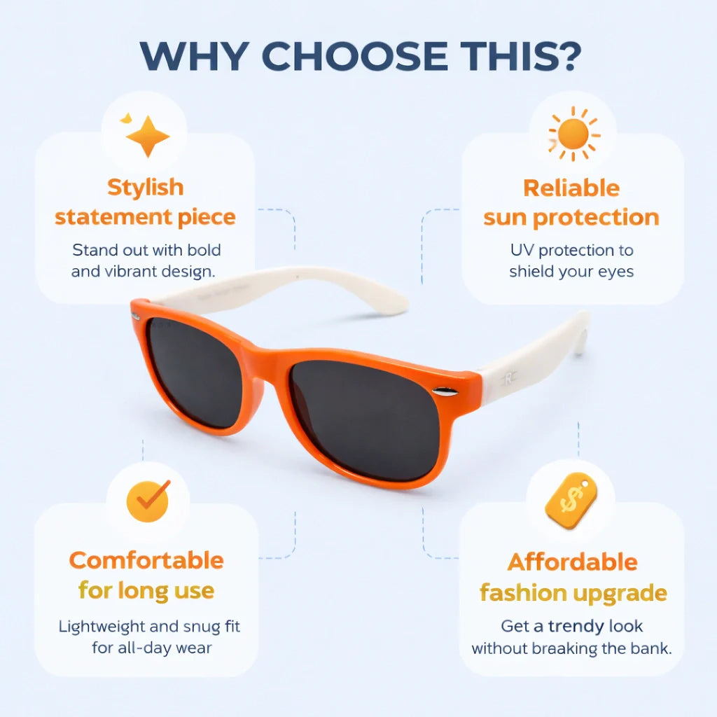 ROZIOR outdoor sunglasses for kids featuring UV400 lenses for reliable UVA and UVB eye protection.