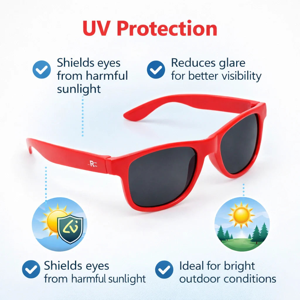 ROZIOR polarized sunglasses for kids featuring smoke lenses that reduce glare and provide comfortable vision outdoors.