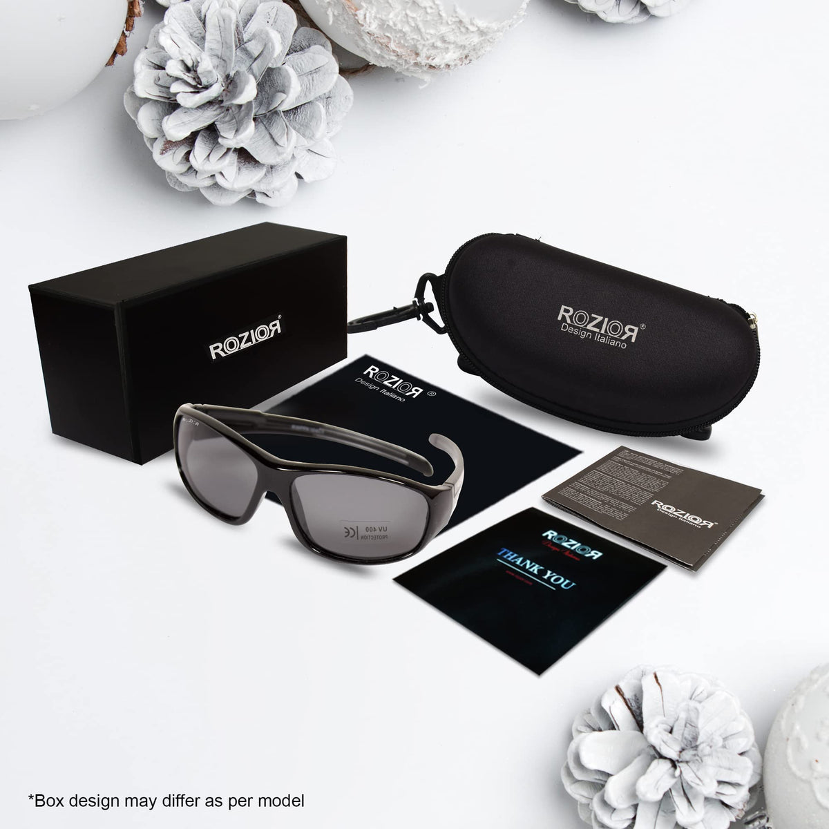 Close-up of ROZIOR children's UV400 sunglasses showcasing the durable lightweight frame and quality finish