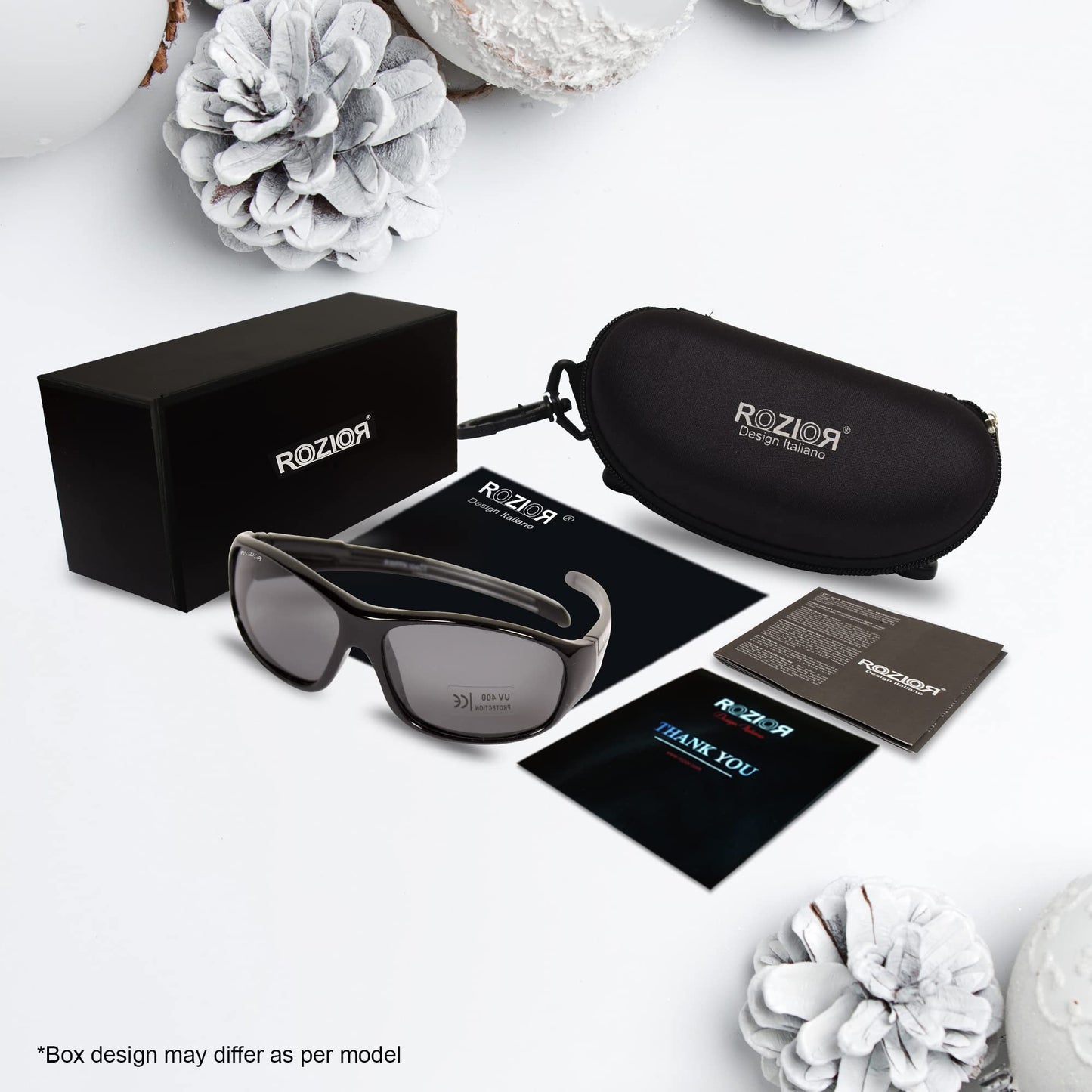 Close-up of ROZIOR children's UV400 sunglasses showcasing the durable lightweight frame and quality finish