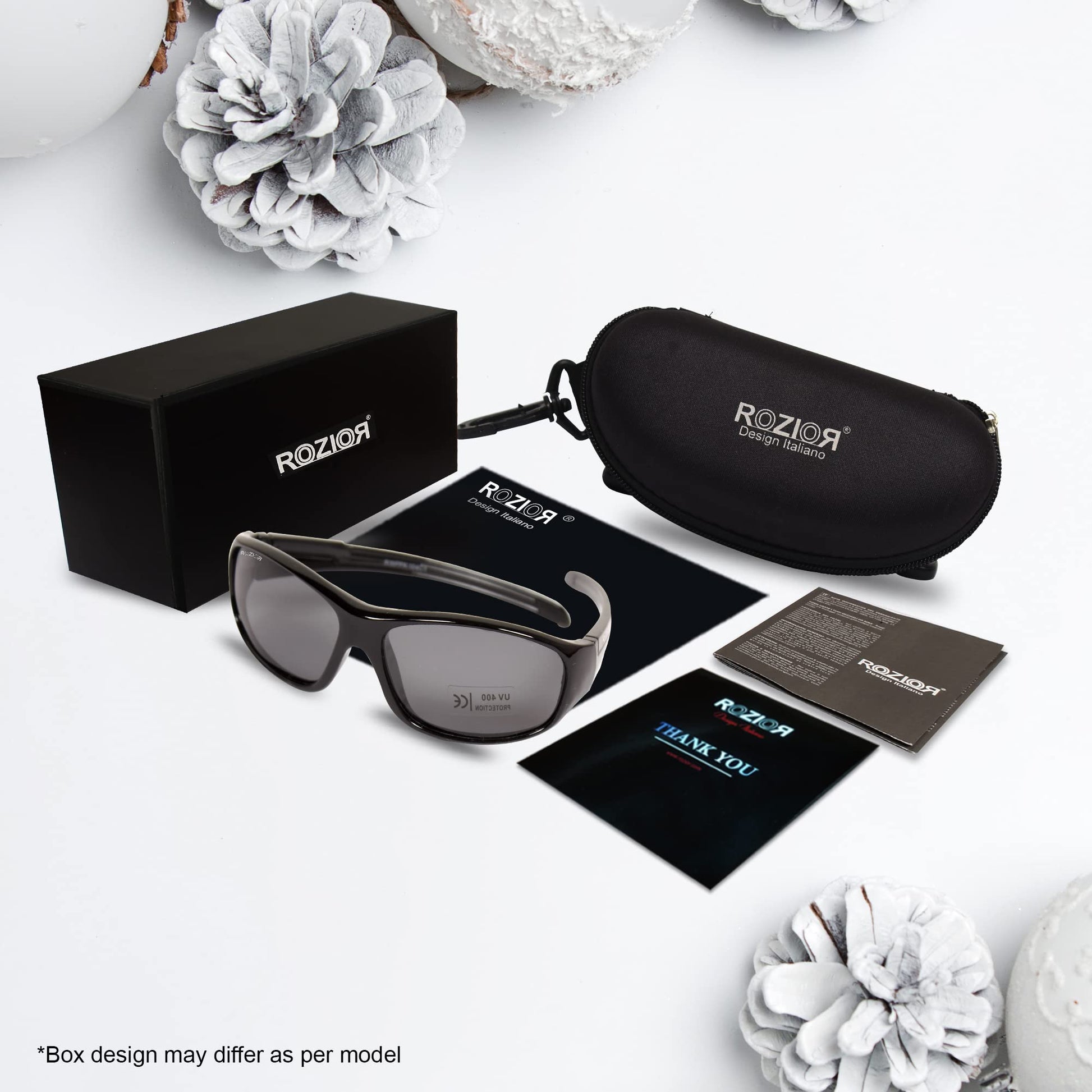 Close-up of ROZIOR children's UV400 sunglasses showcasing the durable lightweight frame and quality finish
