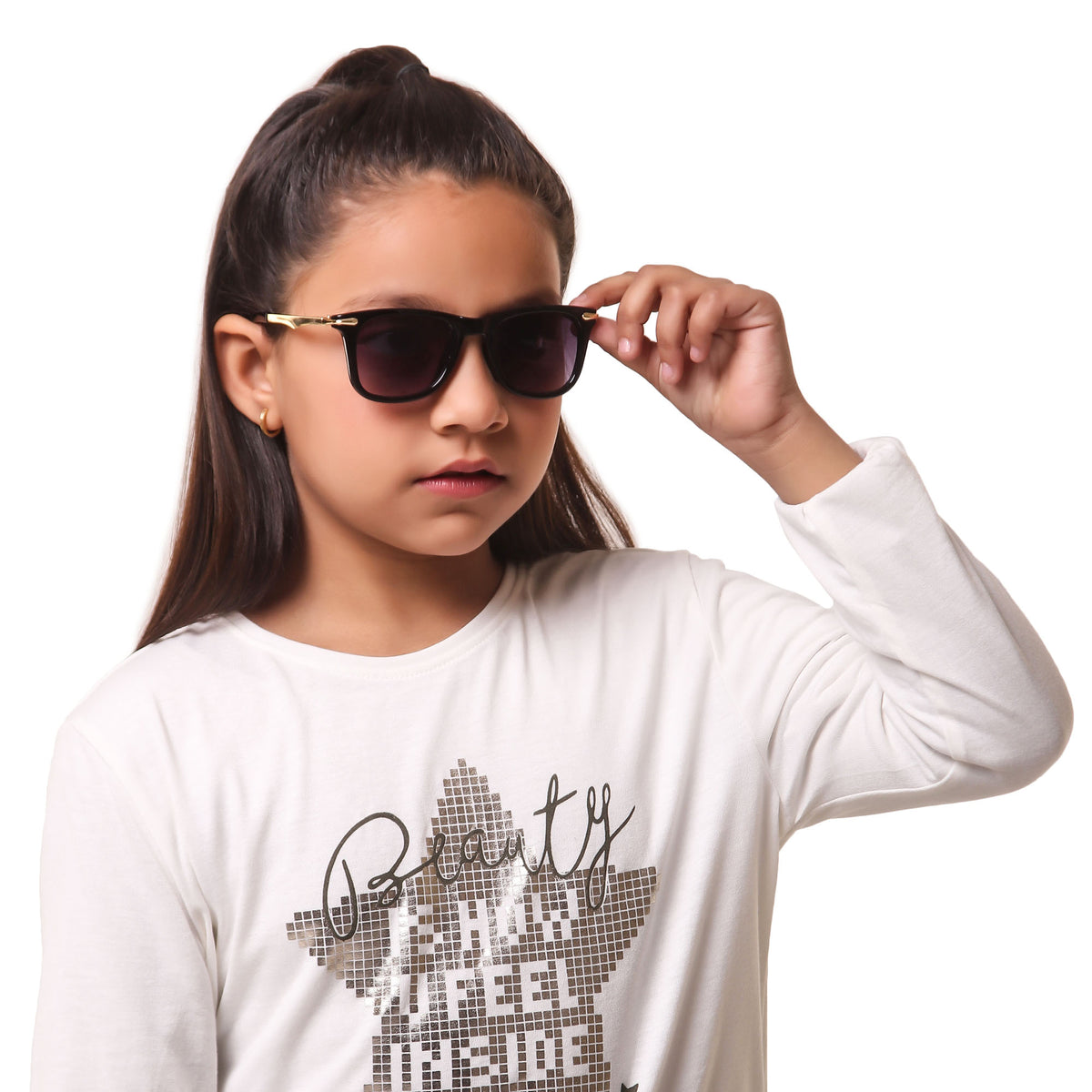 Boy and girl wearing ROZIOR UV protection sunglasses while enjoying outdoor activities