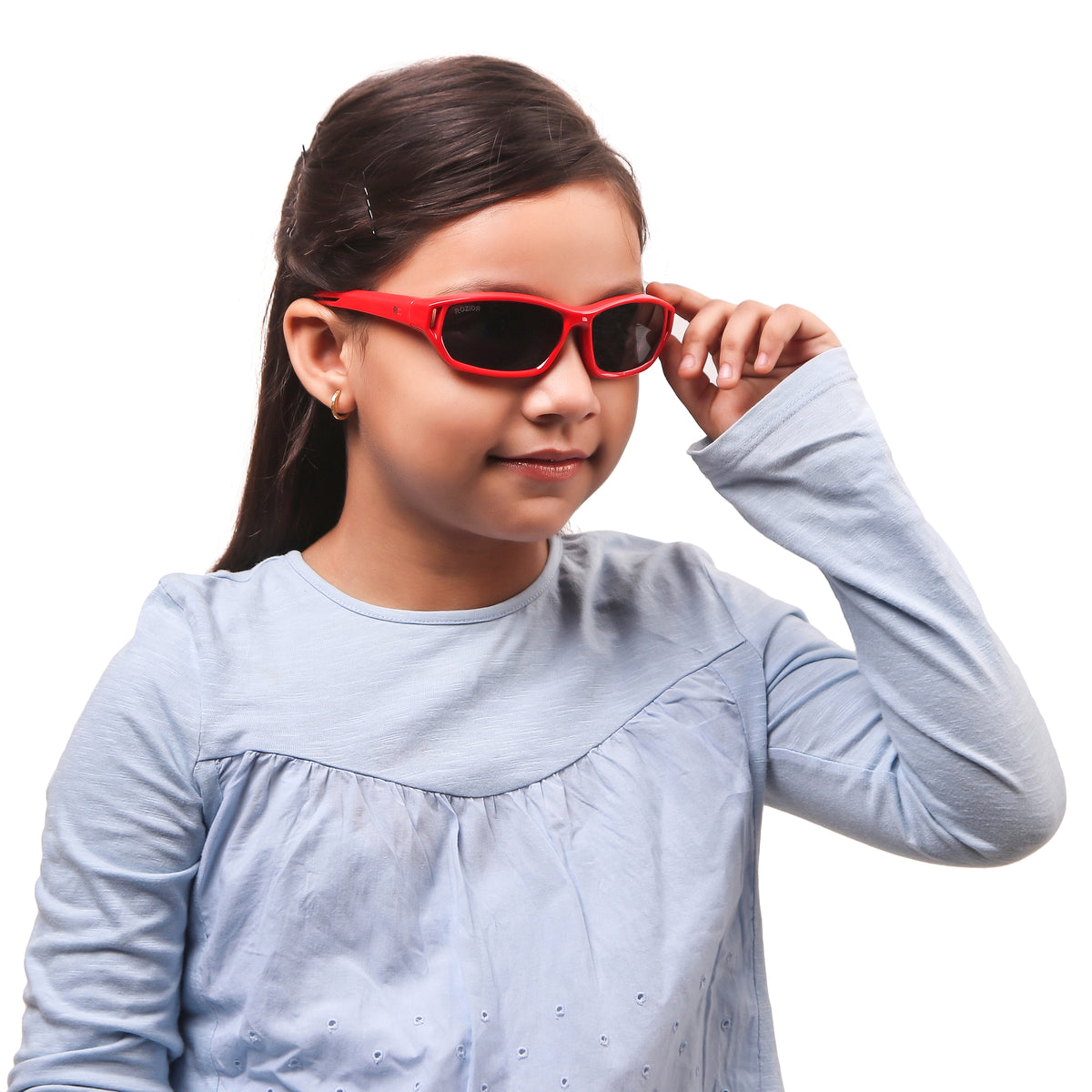 Side view of ROZIOR kids UV protection sunglasses for travel and outdoor adventures