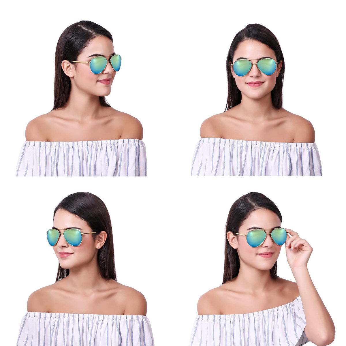 Lightweight ROZIOR aviator sunglasses with green mirror lenses for comfortable everyday wear