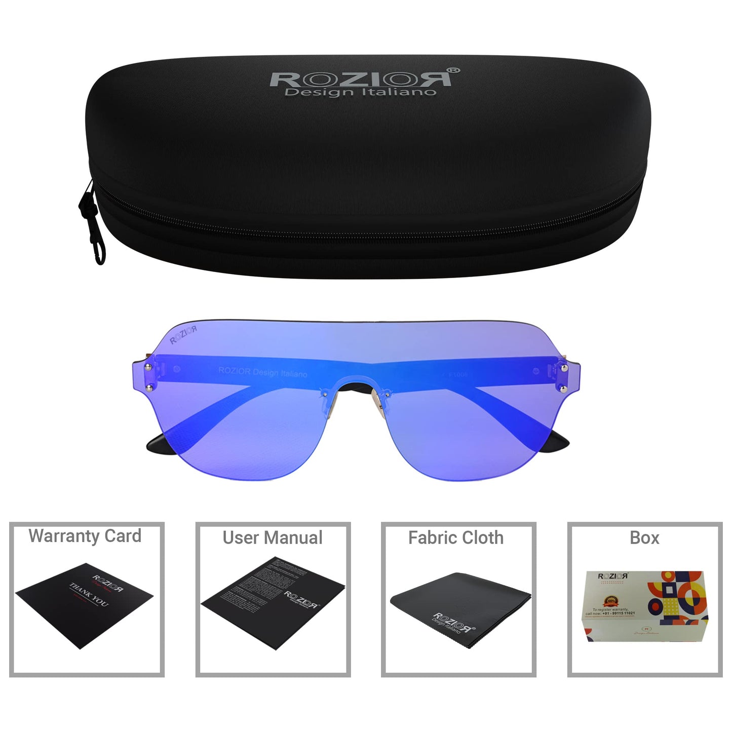 Lightweight ROZIOR unisex sunglasses featuring a durable black frame and blue mirror UV400 lenses for all-day comfort