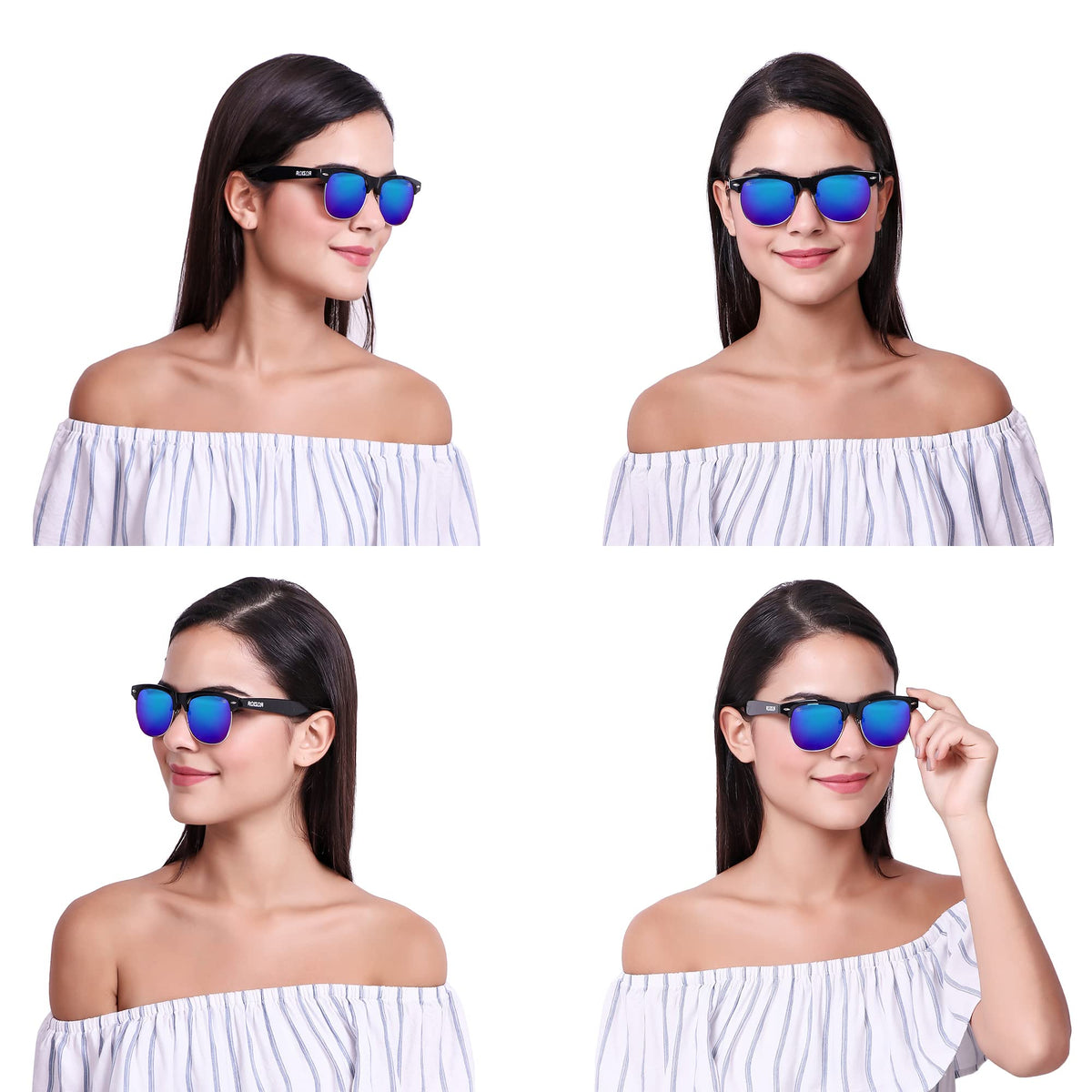 Lightweight ROZIOR UV protection sunglasses with black frame and mirrored green lenses