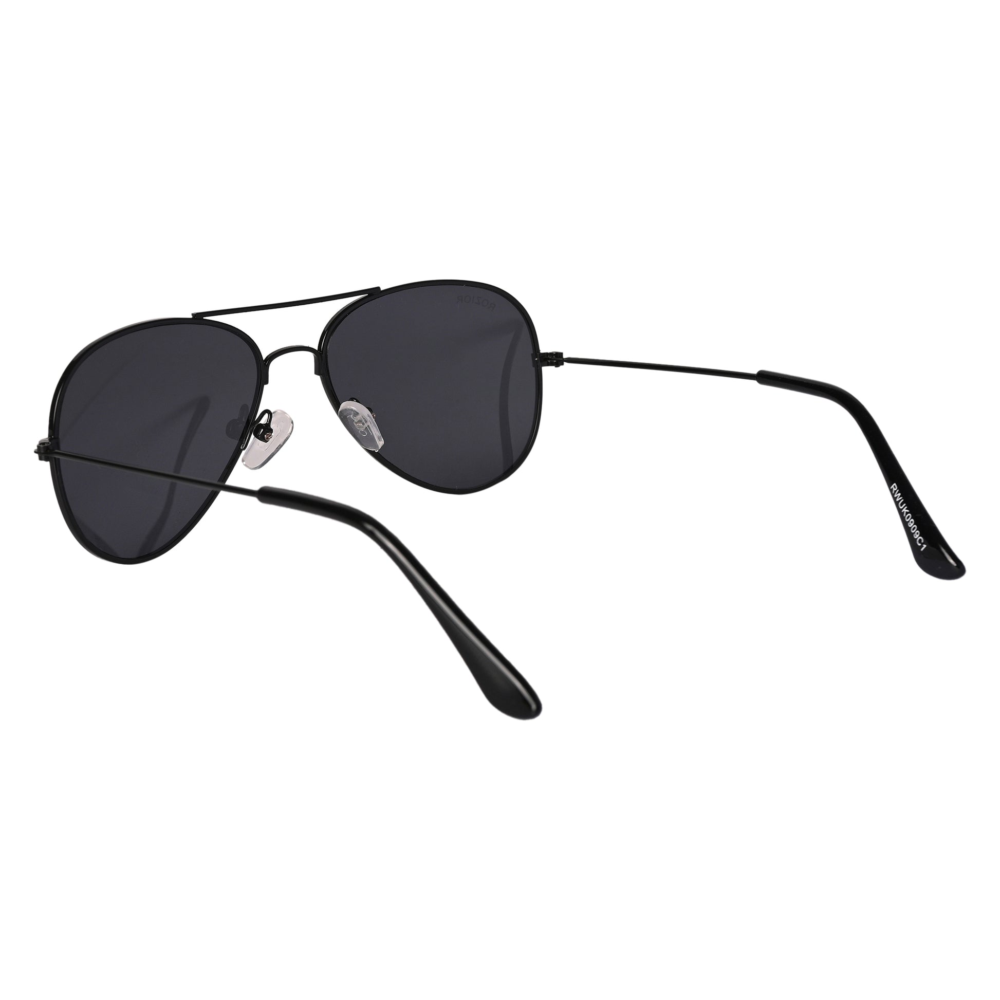 ROZIOR lightweight aviator eyewear for kids with comfortable metal frame and black smoke lenses