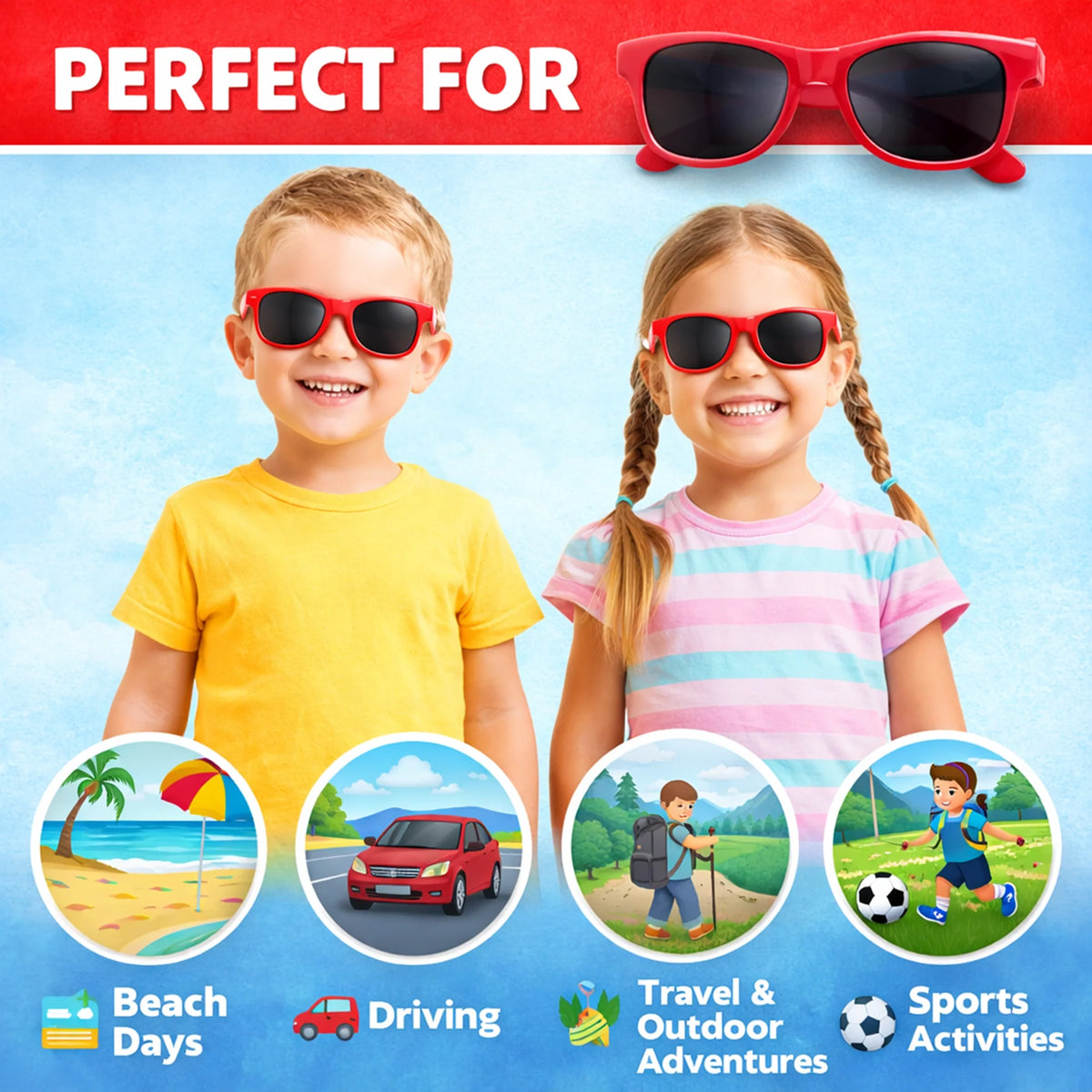 Lightweight ROZIOR kids sunglasses with smoke frame and polarized smoke lenses for all-day comfort.