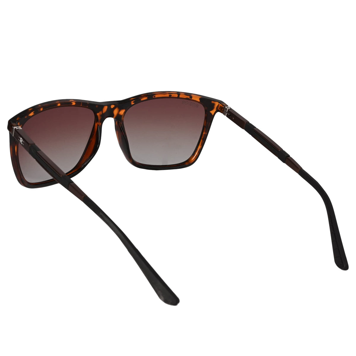 Close-up of ROZIOR medium fit polarized sunglasses with premium gloss tea lenses and tortoise frame