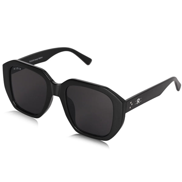 ROZIOR® Men & Women Polarized Sunglasses | Black Frame | Black Lens | UV400 Protection | Medium | Pack of 1