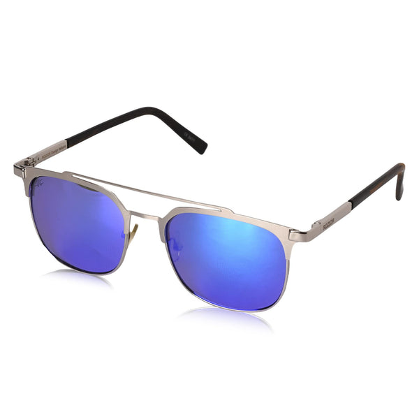 ROZIOR® Men & Women UV400 Sunglasses | Silver Frame | Blue Lens | Medium | Pack of 1