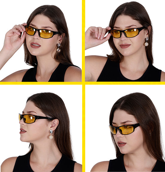 ROZIOR night driving glasses for men and women with anti-glare HD yellow lenses