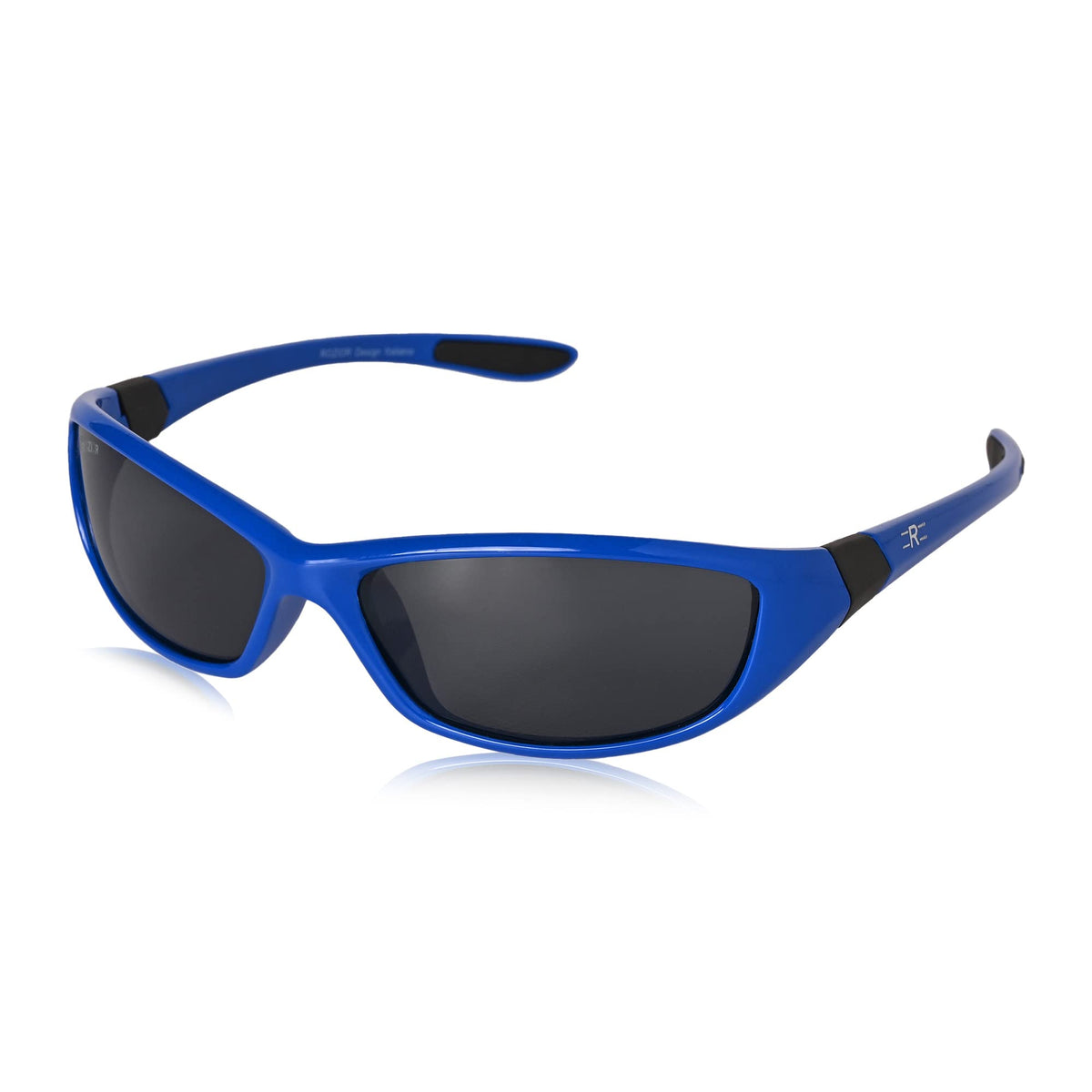 ROZIOR men and women polarized UV400 sunglasses with blue frame and smoke lenses front view model RWPP510C2