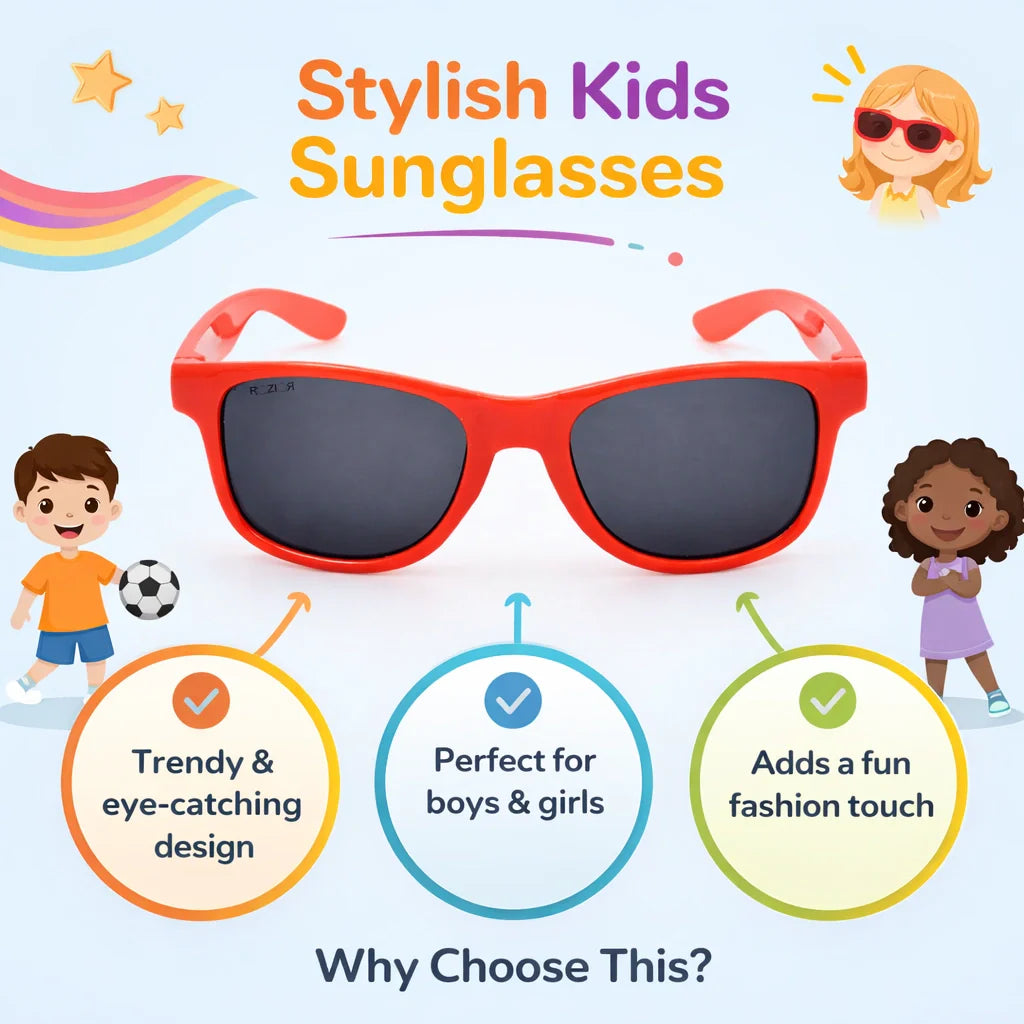 ROZIOR red kids polarized sunglasses with lightweight frame, smoke lenses and UV protection, pack of one.