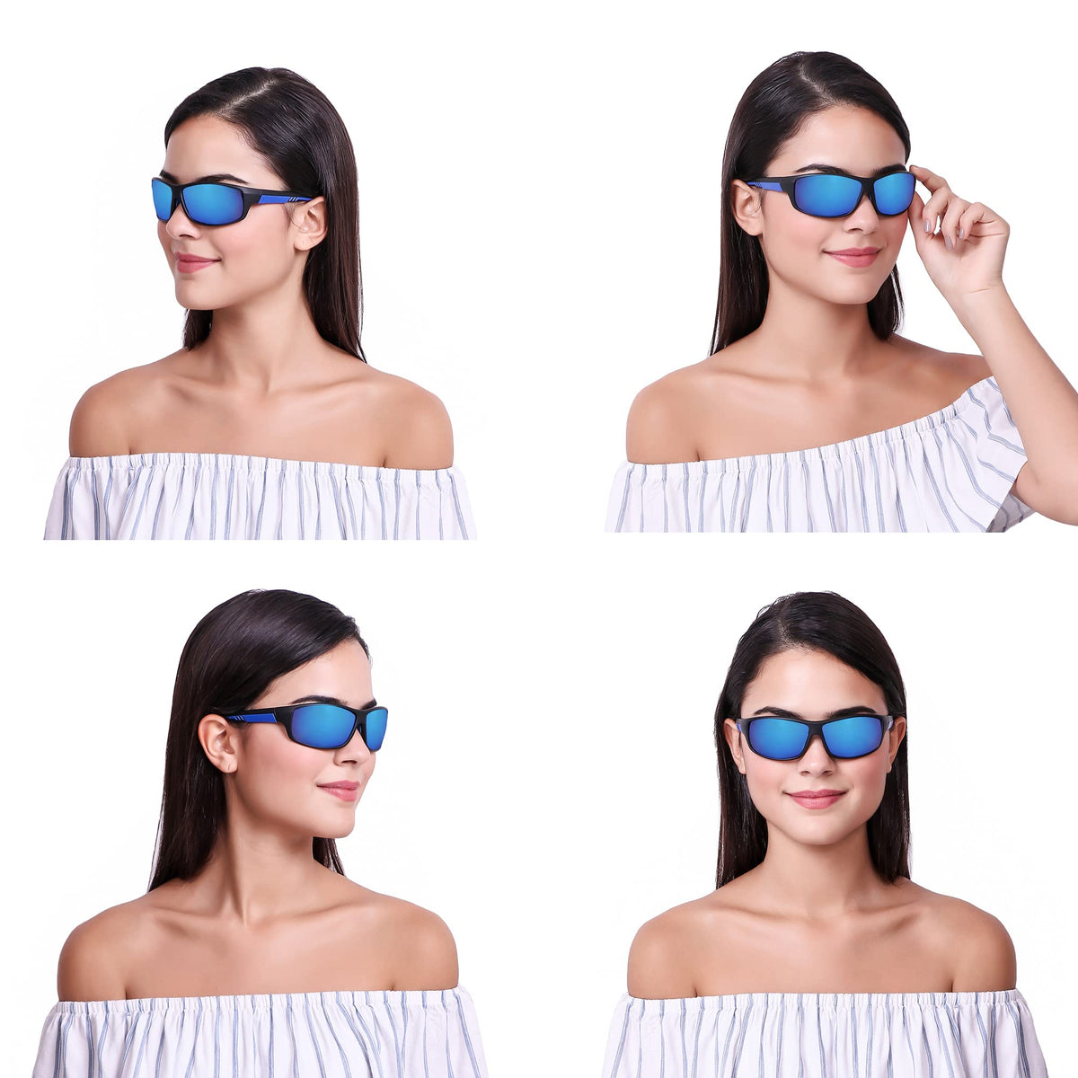 Premium ROZIOR polarized sunglasses with black frame and blue mirror UV protection lens