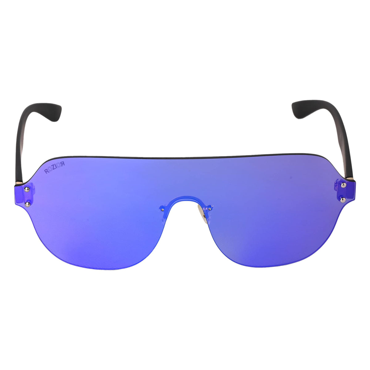Premium ROZIOR men and women sunglasses model RWUF1006M4 with black frame and blue mirror UV400 lenses
