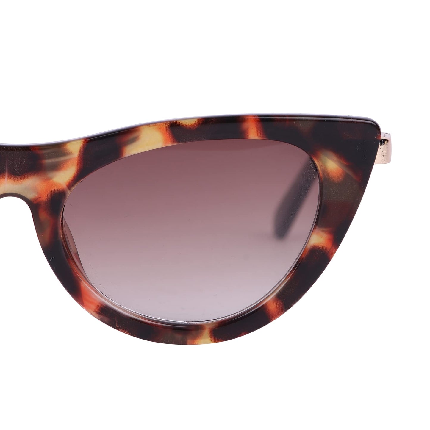 Side profile of ROZIOR women's UV400 sunglasses with lightweight tortoise frame and brown lenses