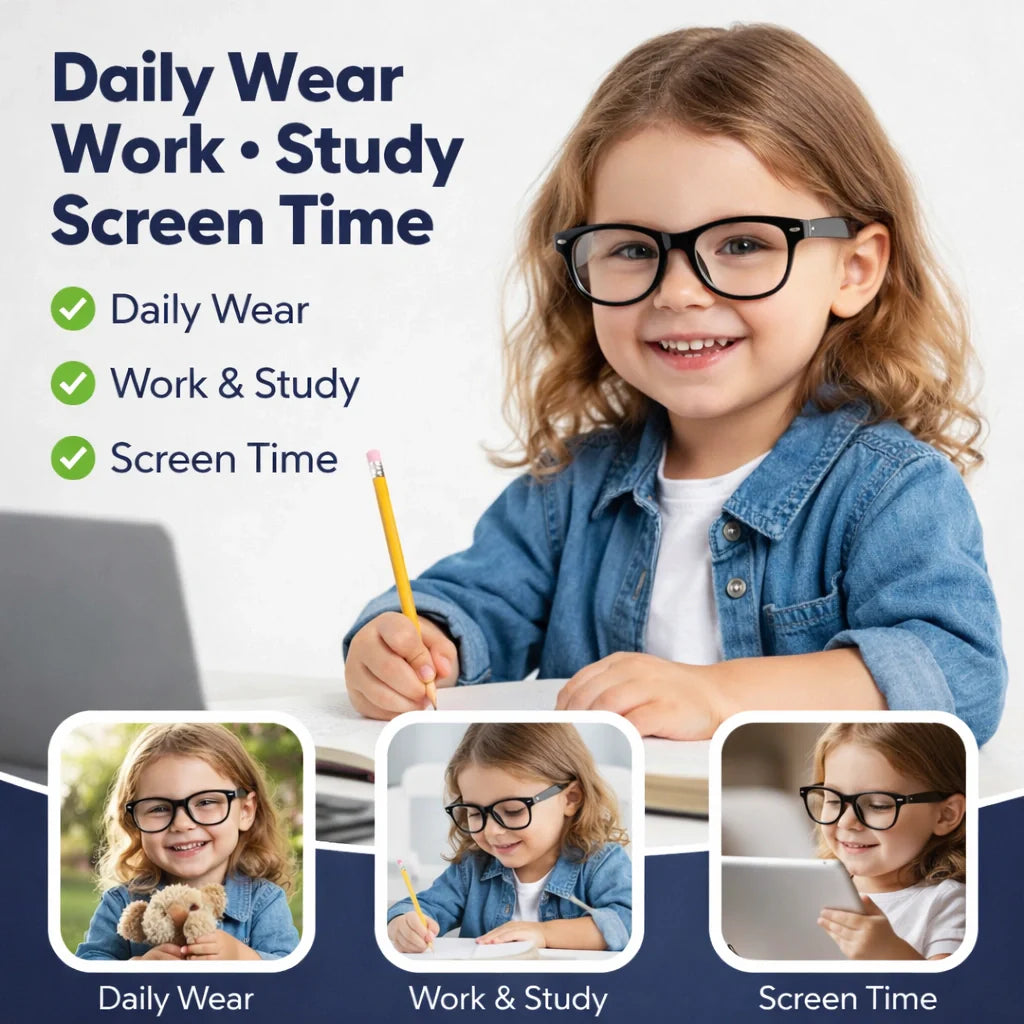 Side view of ROZIOR Kids Blue Light Blocking Glasses with lightweight anti-glare frame for everyday digital use.
