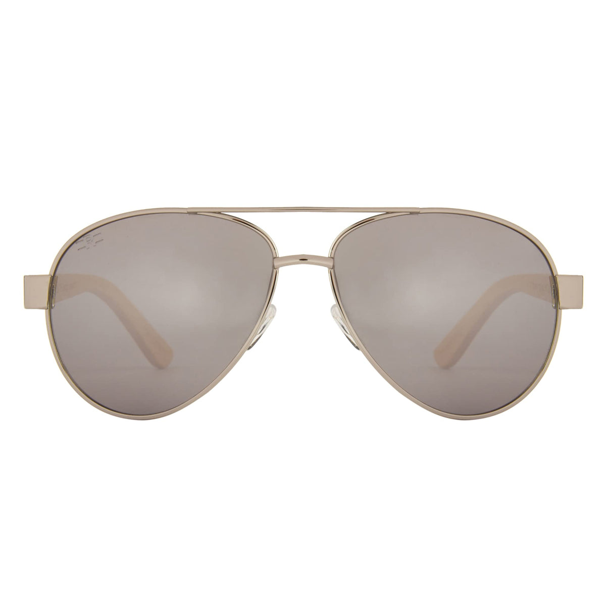 Angled view of ROZIOR unisex polarized sunglasses featuring a premium silver frame and smoke UV400 lenses