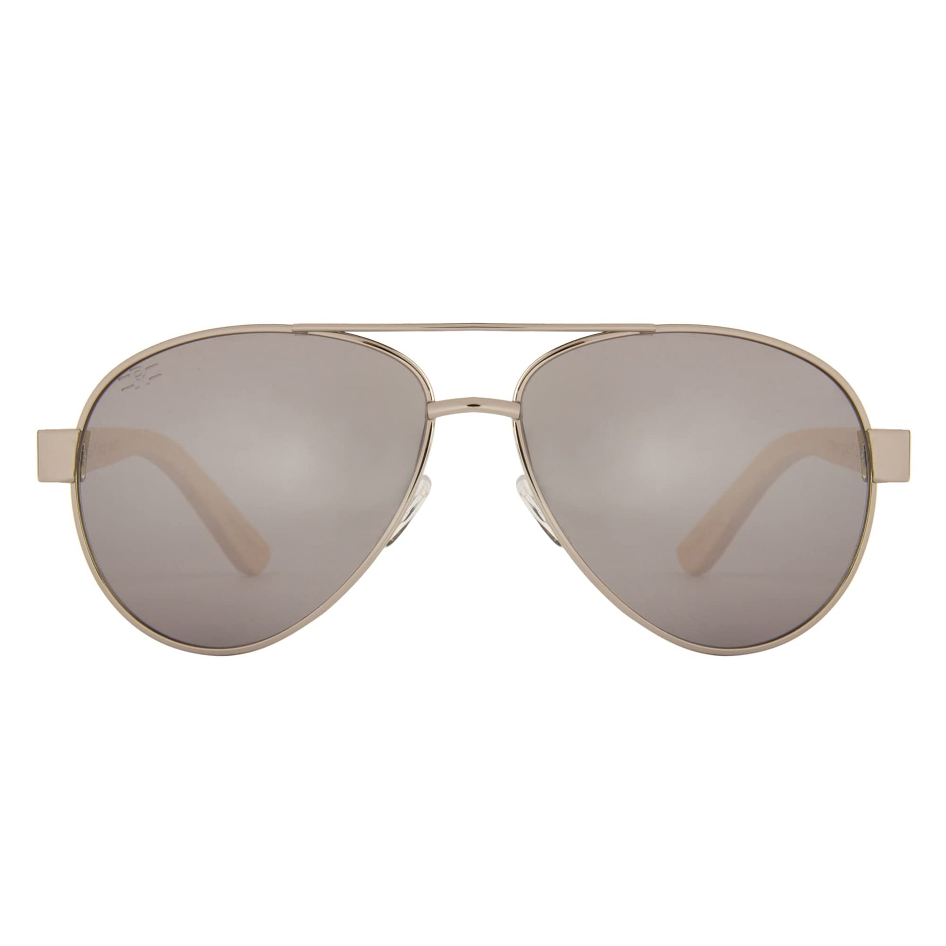 Angled view of ROZIOR unisex polarized sunglasses featuring a premium silver frame and smoke UV400 lenses