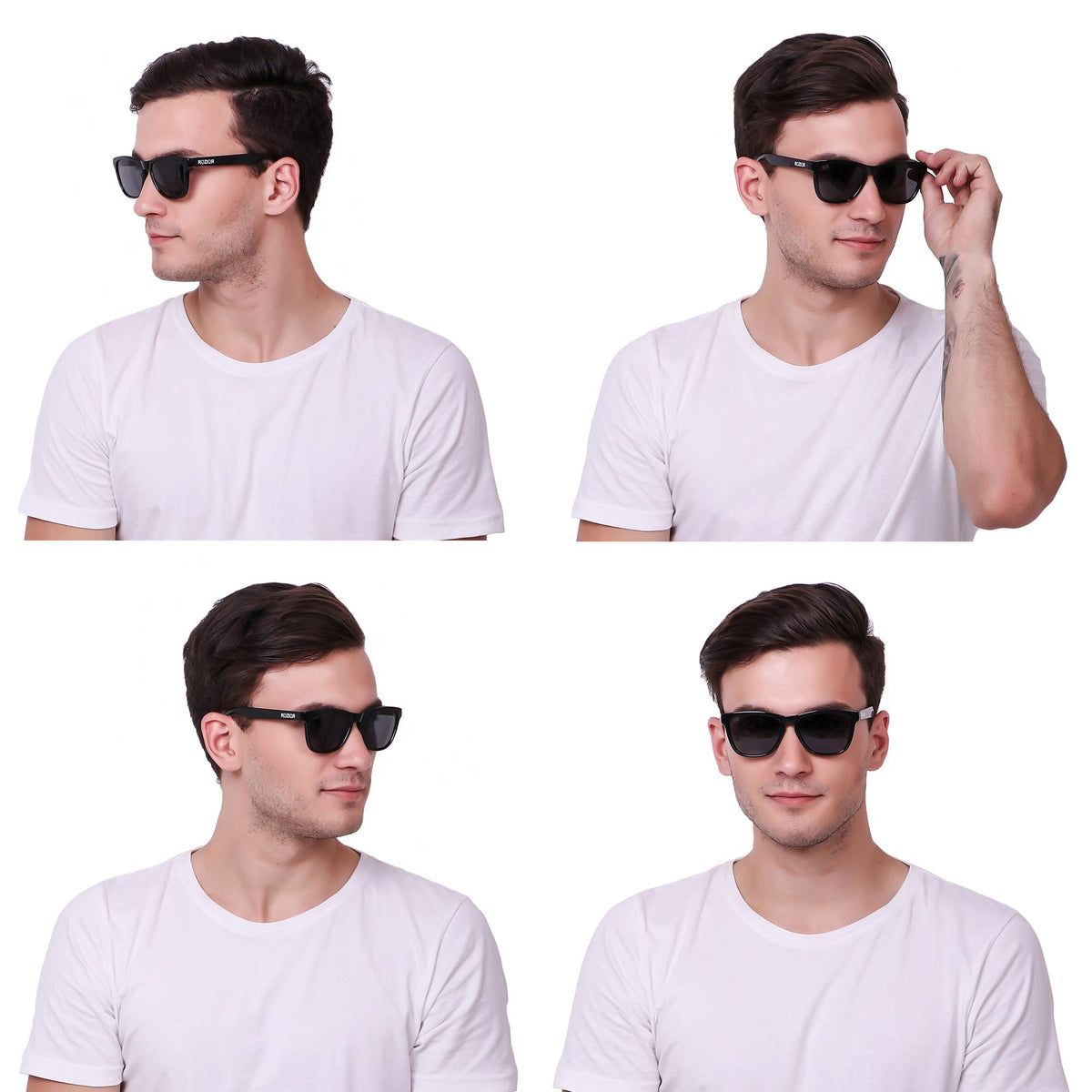 ROZIOR unisex Classic Square sunglasses with black lenses and black frame for everyday wear