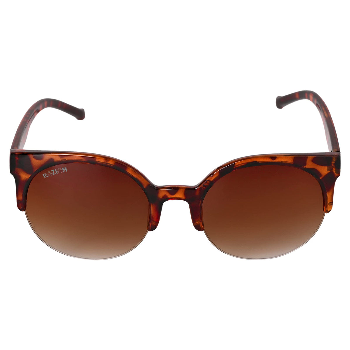Side view of ROZIOR unisex sunglasses with brown lenses and premium tortoise frame