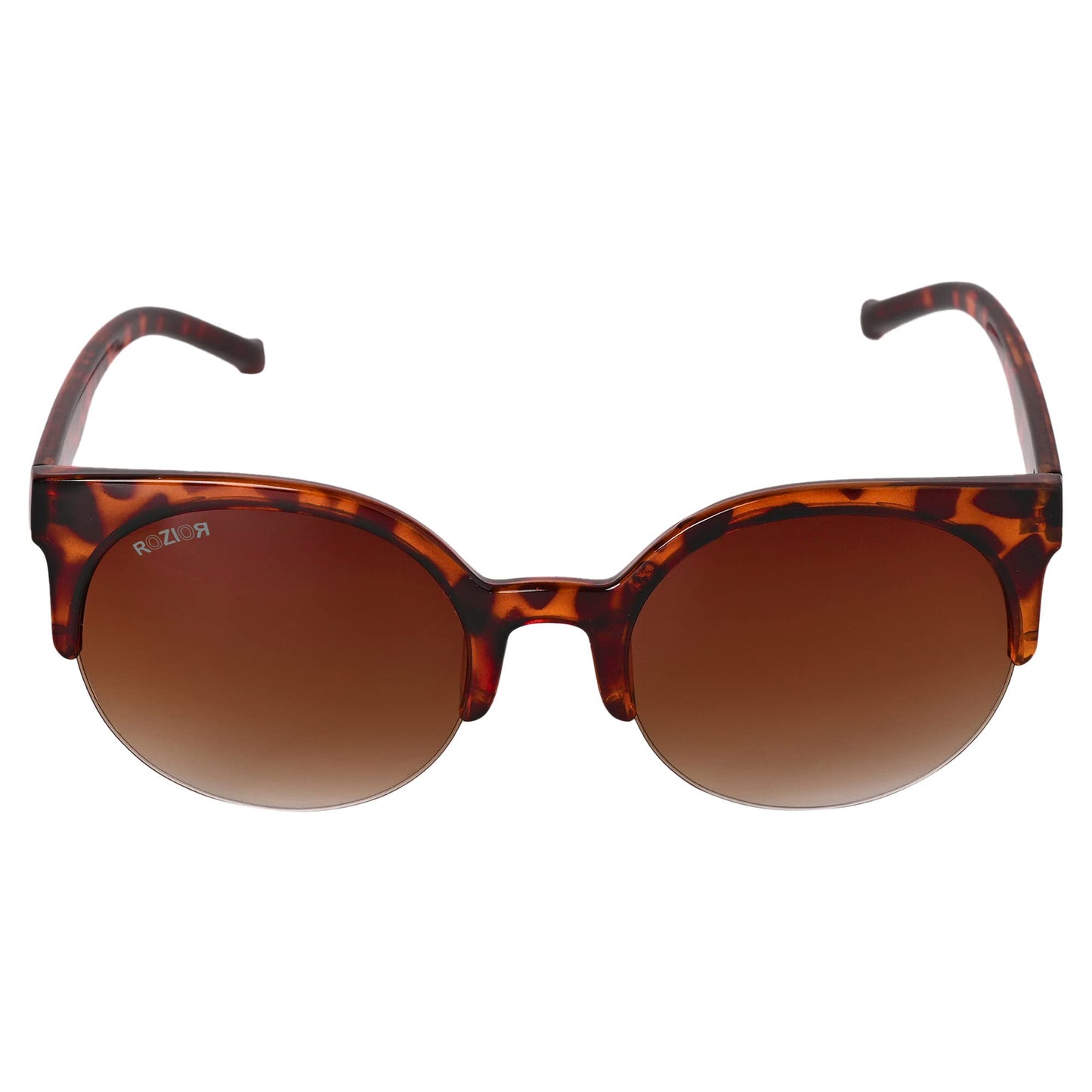 Side view of ROZIOR unisex sunglasses with brown lenses and premium tortoise frame