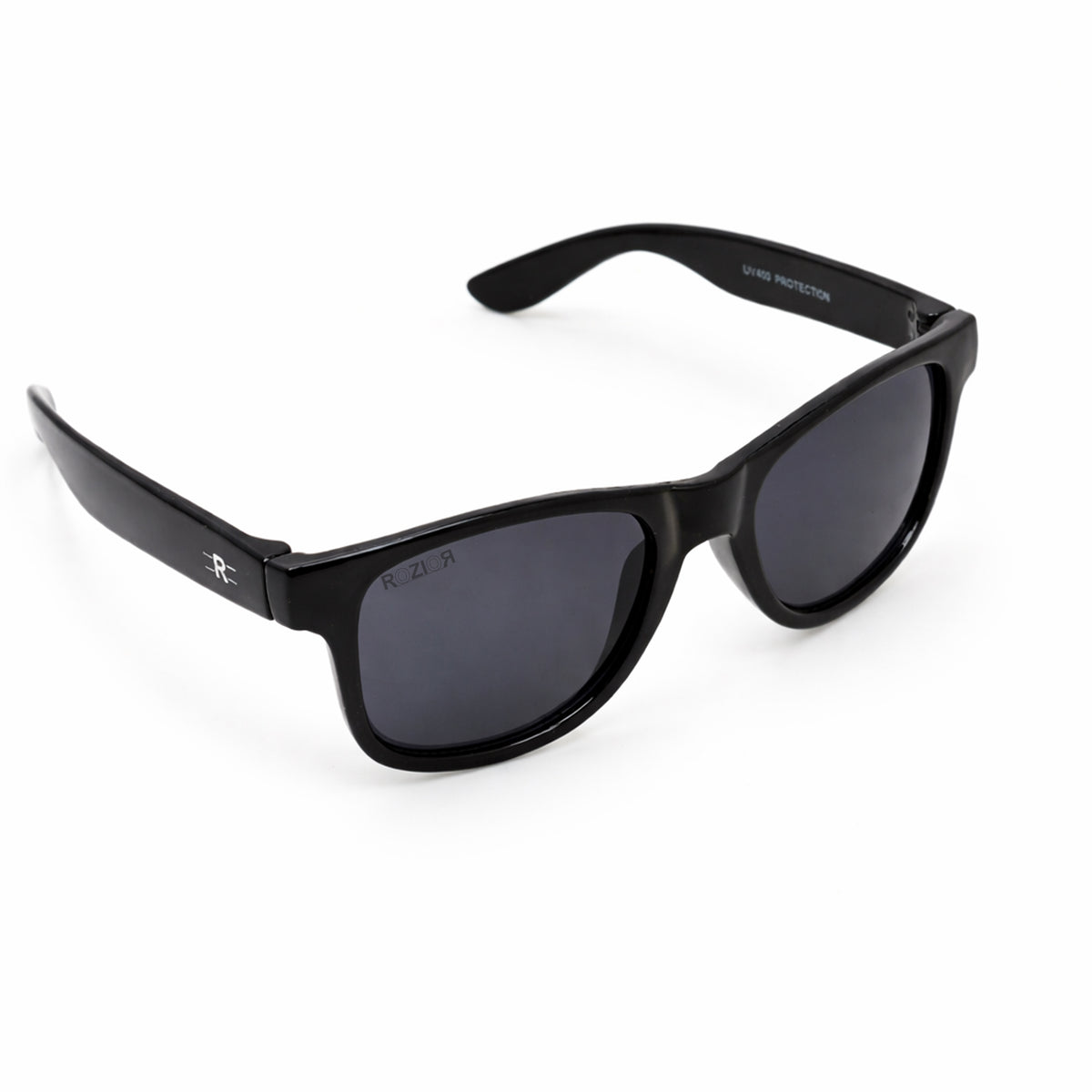 Angled view of ROZIOR lightweight UV400 HD lens sunglasses for men and women