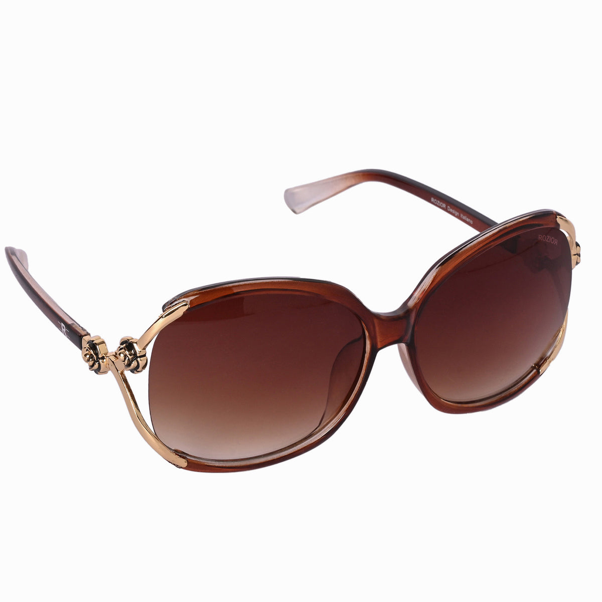 Angled view of ROZIOR women's fashion sunglasses with UV400 HD lenses and lightweight frame