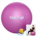 TechoFit 65cm Anti-Burst Yoga Ball | Swiss Exercise Ball for Fitness, Pregnancy, Core Training & Balance – Purple
